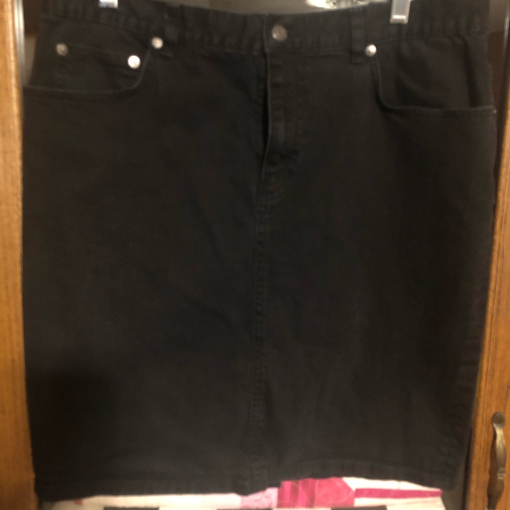 Black denim skirt